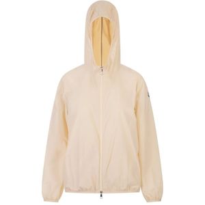 Moncler, Jassen, Dames, Beige, L, Nylon, Witte Fegeo Hooded Jacket Lichtgewicht Jas