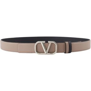 Valentino Garavani, Accessoires, Heren, Beige, 90 CM, Leer, Omkeerbare VLogo Riem, Roze/Zwart