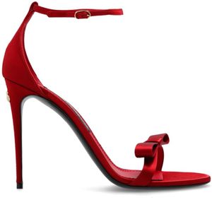 Dolce & Gabbana, Schoenen, Dames, Rood, 39 1/2 EU, Satijn, ‘Keira’ sandalen met hak
