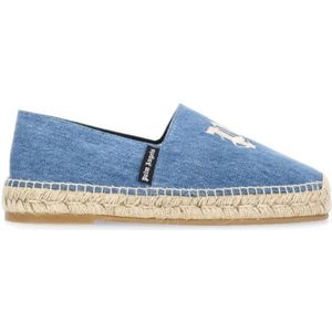 Palm Angels, Schoenen, Dames, Blauw, 42 EU, Katoen, Blauwe Katoenen Espadrilles Ronde Neus Schoenen