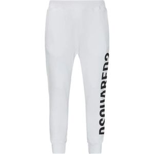 Dsquared2, Broeken, Heren, Wit, L, Katoen, Logo Print Track Pants