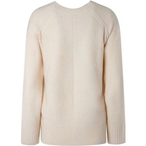 Pepe Jeans, Truien, Dames, Beige, S, Wol, Ivory White V-Neck Sweater