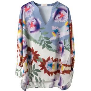 IVY Copenhagen, Luxe Bloemenprint Zijden Blouse Veelkleurig, Dames, Maat:4XL