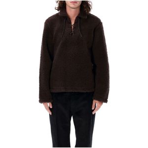 Bode, Bruine Fleece Tie-Up Pullover Bruin, Heren, Maat:L