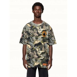 Heron Preston, Tops, Heren, Groen, S, Katoen, Camouflage T-shirt - Groen/Wit Biologisch Katoen