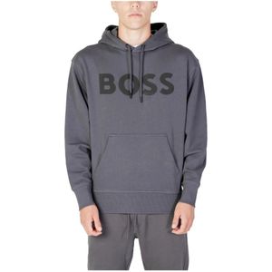 Hugo Boss, Sweatshirts & Hoodies, Heren, Grijs, L, Katoen, Grijze Hoodie voor Heren