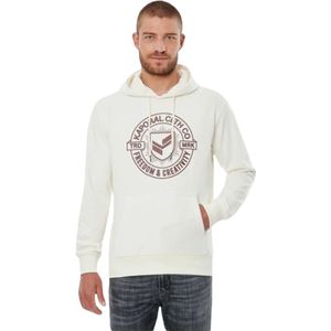 Kaporal, Sweatshirts & Hoodies, Heren, Wit, XL, Katoen, Logo Print Hoodie