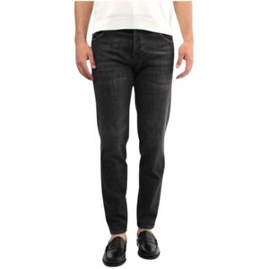 Michael Coal, Jeans, Heren, Zwart, W33, Katoen, Zwarte Slim Fit Jeans met knoopsluiting
