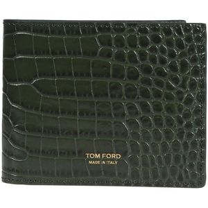 Tom Ford, Groene Alligator Klassieke Bifold Portemonnee Groen, Heren, Maat:ONE Size