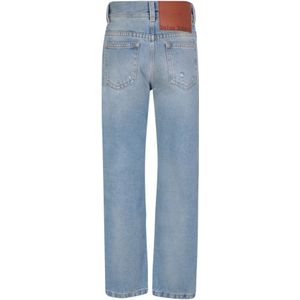 Palm Angels, Jeans, Dames, Blauw, W27, Katoen, Blauwe Distressed Katoenen Broek voor Vrouwen