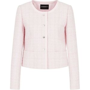 Emporio Armani, Tweed Jassen Roze, Dames, Maat:M