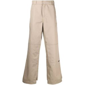 Palm Angels, Broeken, Heren, Beige, M, Katoen, Beige Chino Broek met Hoge Taille