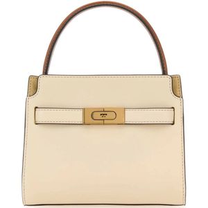 Tory Burch, Multicolor lederen Double Lee Radziwill handtas Beige, Dames, Maat:ONE Size