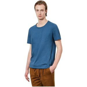 Massimo Alba, Tops, Heren, Blauw, S, Katoen, Crewneck T-shirt met zak, korte mouwen