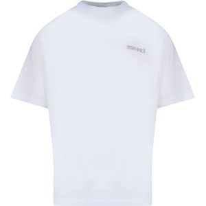 Marcelo Burlon, Tops, Heren, Wit, S, Katoen, Biologisch katoenen T-shirt met frontaal logo print