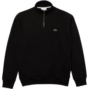 Lacoste, Sweatshirts & Hoodies, Heren, Zwart, 2Xl, Katoen, Zwarte Sweater Klassiek Logo Geborduurd