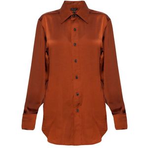 Rag & Bone, ‘Delphine’ satijnen shirt Bruin, Dames, Maat:2XS