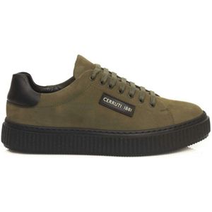 Cerruti 1881, Schoenen, Heren, Groen, 42 EU, Leer, Groene Leren Sneakers met Zijlogo