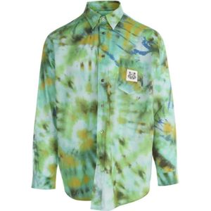 Kenzo, Overhemden, Heren, Groen, S, Mint Print Lange Casual Overhemd