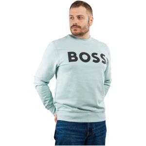 BOSS Sweater WeBasicCrew met Logo Lichtgroen