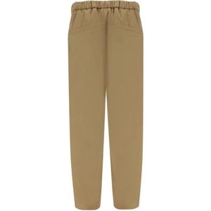 Jil Sander, Broeken, Heren, Beige, L, Katoen, Monochrome Katoenen Broek met Elastische Tailleband