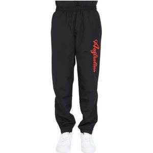 Australian, Broeken, Heren, Zwart, XL, Polyester, Zwarte broek met elastische taille en rood logo