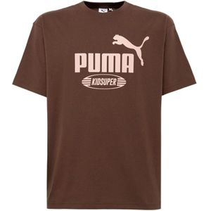 Puma, Tops, Heren, Bruin, L, Katoen, Maxi Logo Crew Neck T-Shirt