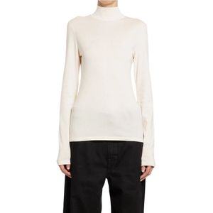 Lemaire, Truien, Dames, Wit, XS, Katoen, Crème Katoenen Turtleneck Lange Mouw