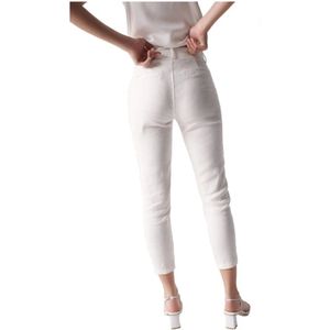 Salsa, Broeken, Dames, Wit, W28, Linnen, Slim Cropped Linnen Chino Broek