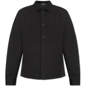 Dsquared2, Overhemden, Heren, Zwart, S, Katoen, Shirt met reliëflogo op de achterkant