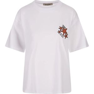 Alessandro Enriquez, Tops, Dames, Wit, XS, Katoen, Sterren Geborduurd Wit T-shirt