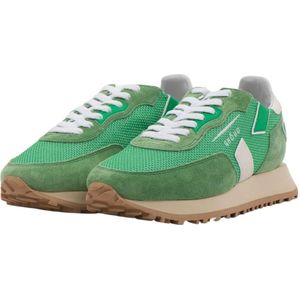 Ghoud, Schoenen, Dames, Groen, 37 EU, Groene Leren Mesh Sneakers