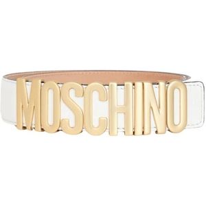 Moschino, Accessoires, Dames, Wit, 3Xl, Leer, Witte Logo Riem
