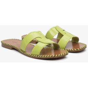 Estro, Schoenen, Dames, Groen, 39 EU, Dames Groene Leren Slippers Er 00113380