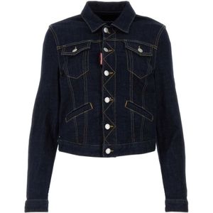 Dsquared2, Jassen, Dames, Blauw, S, Denim, Stretch Denim Jack