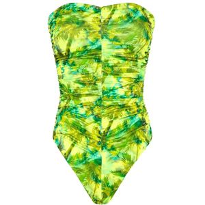 F**k, Groene Sundown Monokini Gedrapeerd Lycra Fantasie Groen, Dames, Maat:S