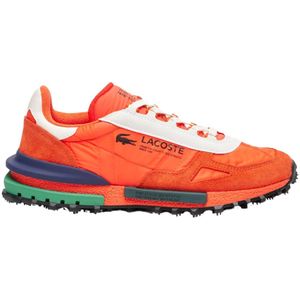 Lacoste, Elite Active Textiel Oranje DK Groene Sneakers Oranje, Heren, Maat:46 EU