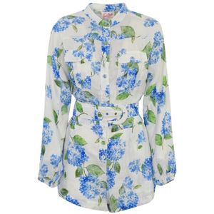 MC2 Saint Barth, Blouses & Shirts, Dames, Veelkleurig, M, Linnen, Witte Linnen Bloemenbroek