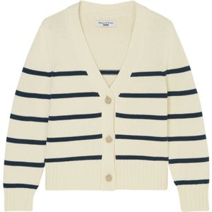 Marc O'Polo, V-hals Cardigan ontspannen Wit, Dames, Maat:S