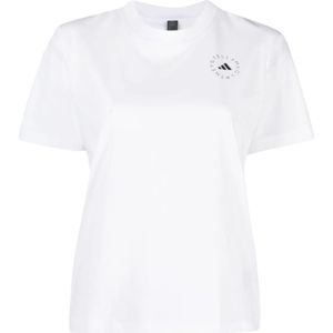 Adidas by Stella McCartney, Tops, Dames, Wit, 2Xs, Logo-Print T-shirt in het wit
