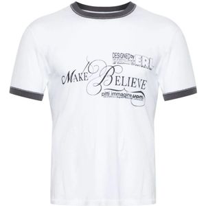 Erl, Tops, Heren, Wit, M, Katoen, Vintage Make Believe Grafische T-Shirt
