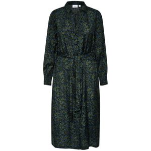 Saint Tropez, Zwarte Spindle Bloemen Jurk Groen, Dames, Maat:M