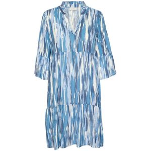 Kaffe, Kleedjes, Dames, Veelkleurig, XL, Blauwe Abstracte Print Jurk Kaarina Stijl