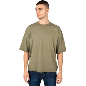 Xagon Man, Tops, Heren, Groen, XL, Katoen, Oversize C-hals T-shirt met ruwe afwerking