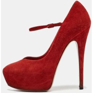 Casadei Pre-owned, Pre-owned, Dames, Rood, 36 EU, Pre-owned Suede heels