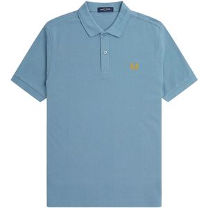 Fred Perry, Slim Fit Plain Polo in Ash Blue/Golden Hour Blauw, Heren, Maat:XL