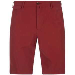 PT Torino, Korte broeken, Heren, Rood, M, Katoen, Rode Stretch Katoenen Bermuda Shorts