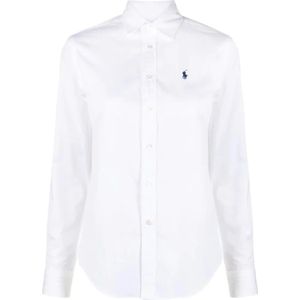 Polo Ralph Lauren, Blouses & Shirts, Dames, Wit, S, Katoen, Witte Blouse met Lange Mouwen en Knopen