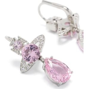 Vivienne Westwood, Accessoires, Dames, Roze, ONE Size, Platina Drop Oorbellen met CZ