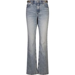 Stella McCartney, Jeans, Dames, Blauw, W27, Katoen, Blauwe Tapered Jeans met Goudkleurige Clips